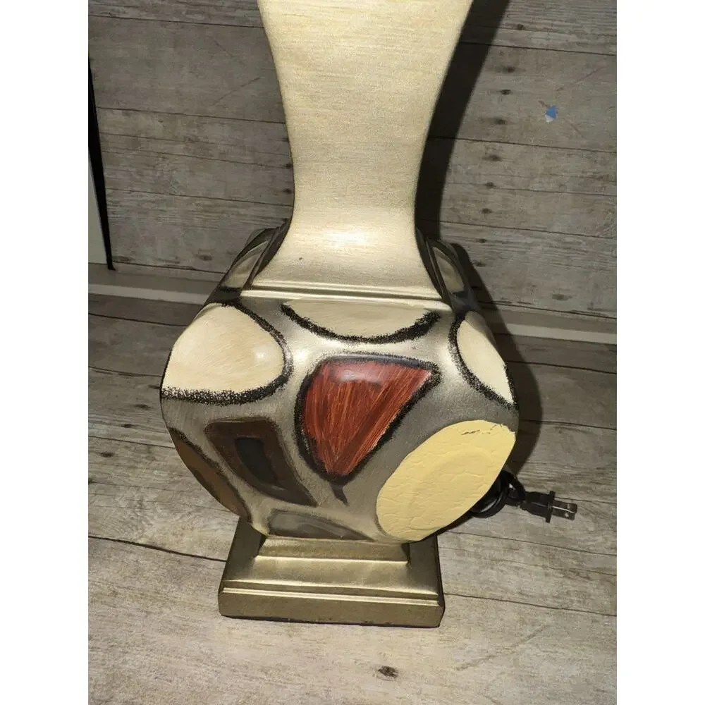 Decorative Lamp Gold With Neutral Color Accents 21” Tall With No Lamp Shade